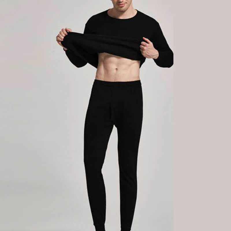 Men'S Winter Plus Velvet Thermal Underwear Suit 
Sports Windproof Thickened Thermal Ski  Suit Jacket + Pants