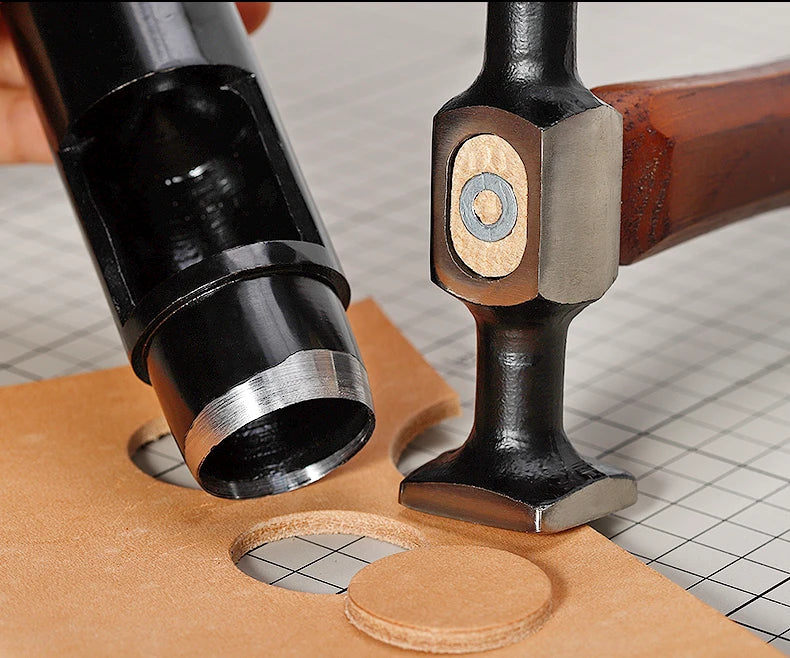 WUTA Leather Mallet Hammer 
Cobbler , Carbon Steel Double Head Smooth Chasing 
for Professional Leather Maul Tools