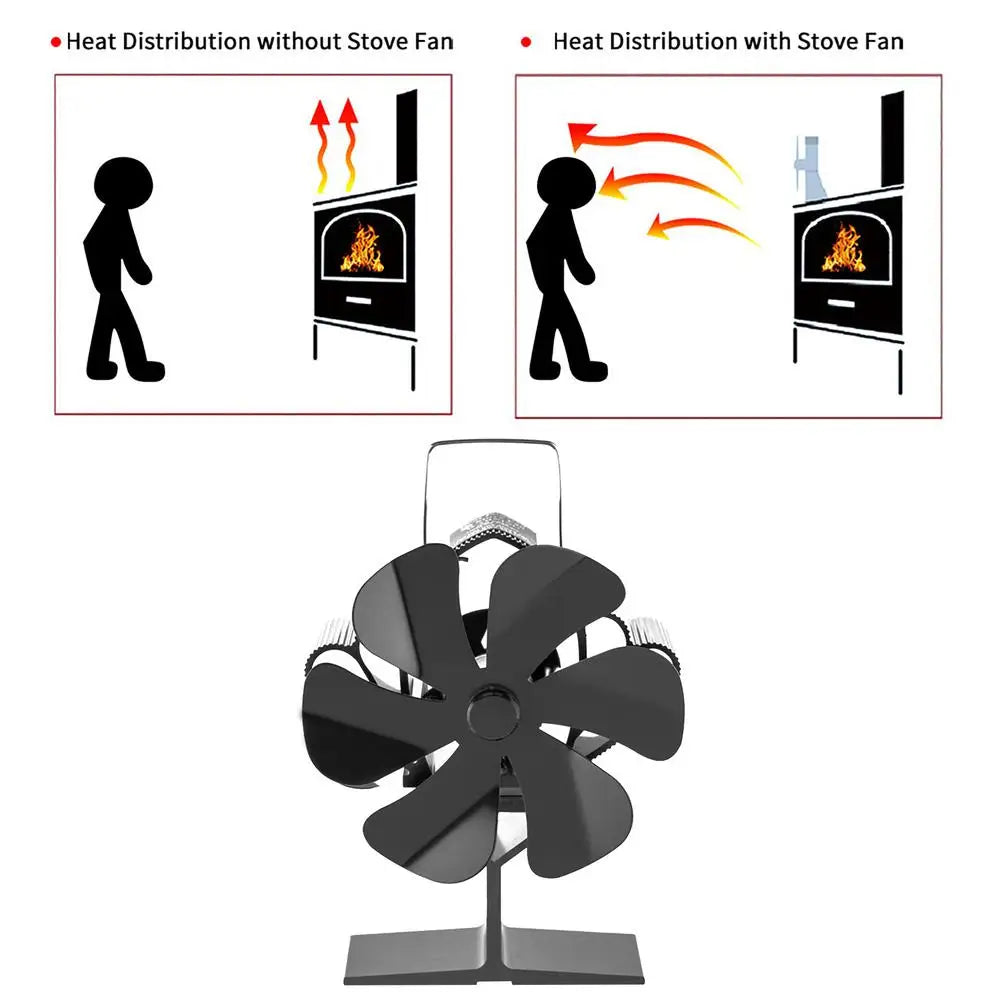 6 Blade Stove Fan Silent Efficient Heat Distribution , 
for Fireplace Wood  Burner Ecofan Heat Powered