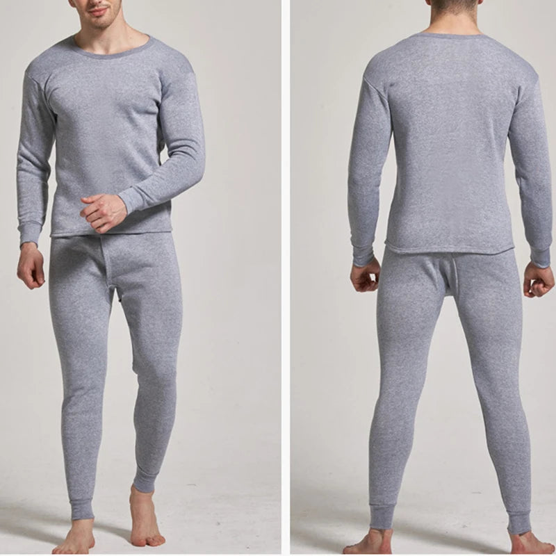 Men'S Winter Plus Velvet Thermal Underwear Suit 
Sports Windproof Thickened Thermal Ski  Suit Jacket + Pants