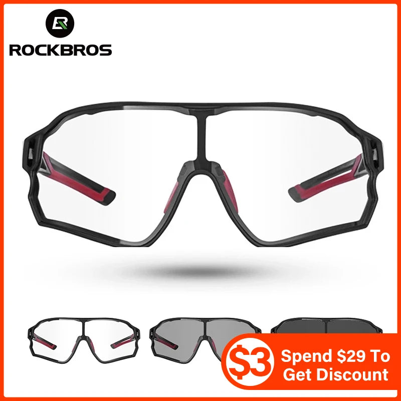 ROCKBROS Cycling Sunglasses Photochromic Road Bike UV400 Bicycle Eyewear MTB Mountain Bicycle Cycling Goggles