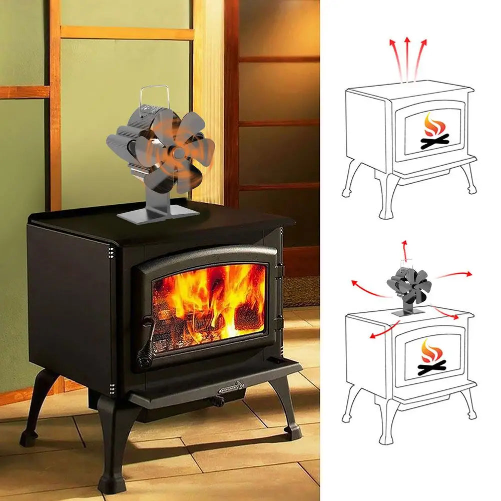 6 Blade Stove Fan Silent Efficient Heat Distribution , 
for Fireplace Wood  Burner Ecofan Heat Powered