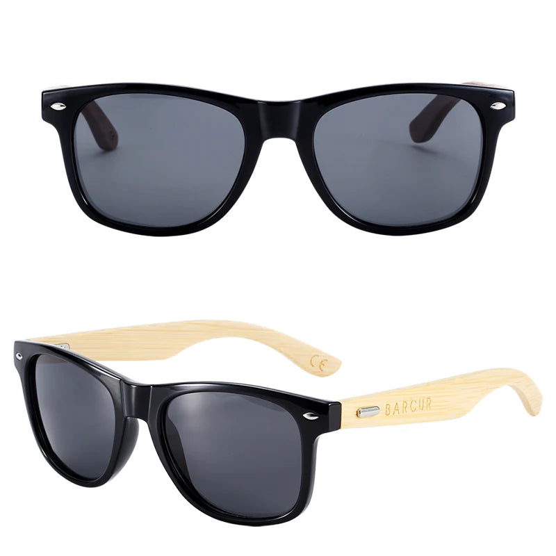 BARCUR Polarized Man Sunglasses Bamboo Sun Glasses for Women Wood UV400 Eyewear Oculos Blue Light Blocking Glasses