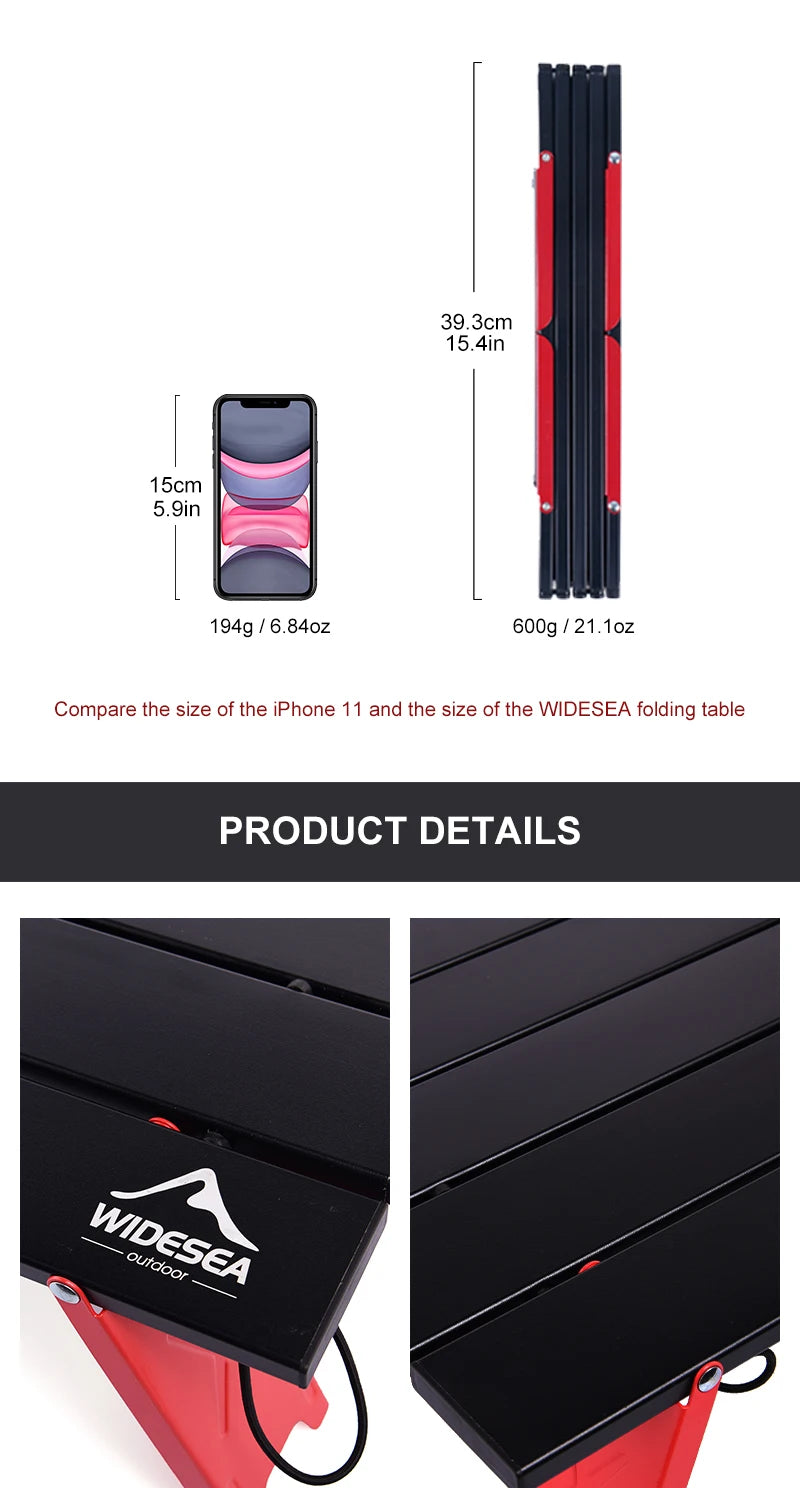 Widesea Camping Mini Portable Foldable Table
Outdoor Picnic Barbecue 
Tableware Ultra Light , bed desk