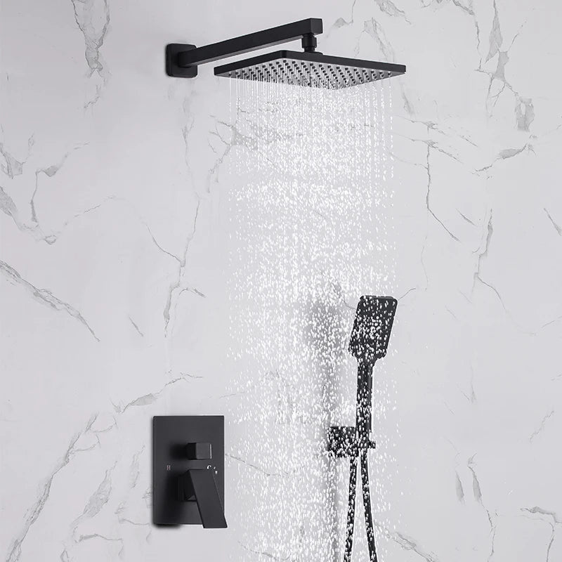 Black Concealed Shower System
Rain Waterfall Bathroom Embedded Shower Faucet Set with Tub Spout