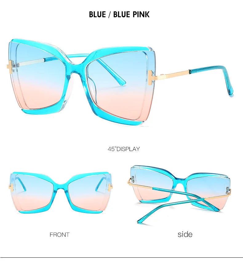 Cat Eye Sunglasses Women Fashion Luxulry Brand Design Retro Glasses Frame For Men Oversized Gradient Eyeglasses Spectacle UV400
