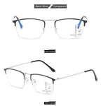 CLLOIO Titanium Alloy Photochromic Reading Glasses Men Progressive Multifocal Glasses Women Anti Blue Light Hyperopia Glasses