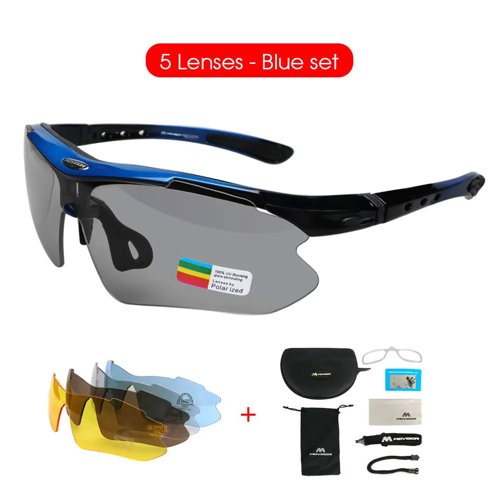MOVIGOR Polarized Cycling Glasses Sports Men's Sunglasses Road Mountain Bicycle Riding Protection Goggles Eyewear Women 5 Lens