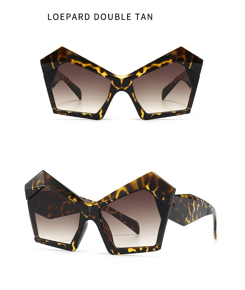 Fashion Oversized Irregular Cat Eye Sunglasses Women 2021 New Luxury Brand Designer Punk Big Frame Glasses Men Shades UV400
