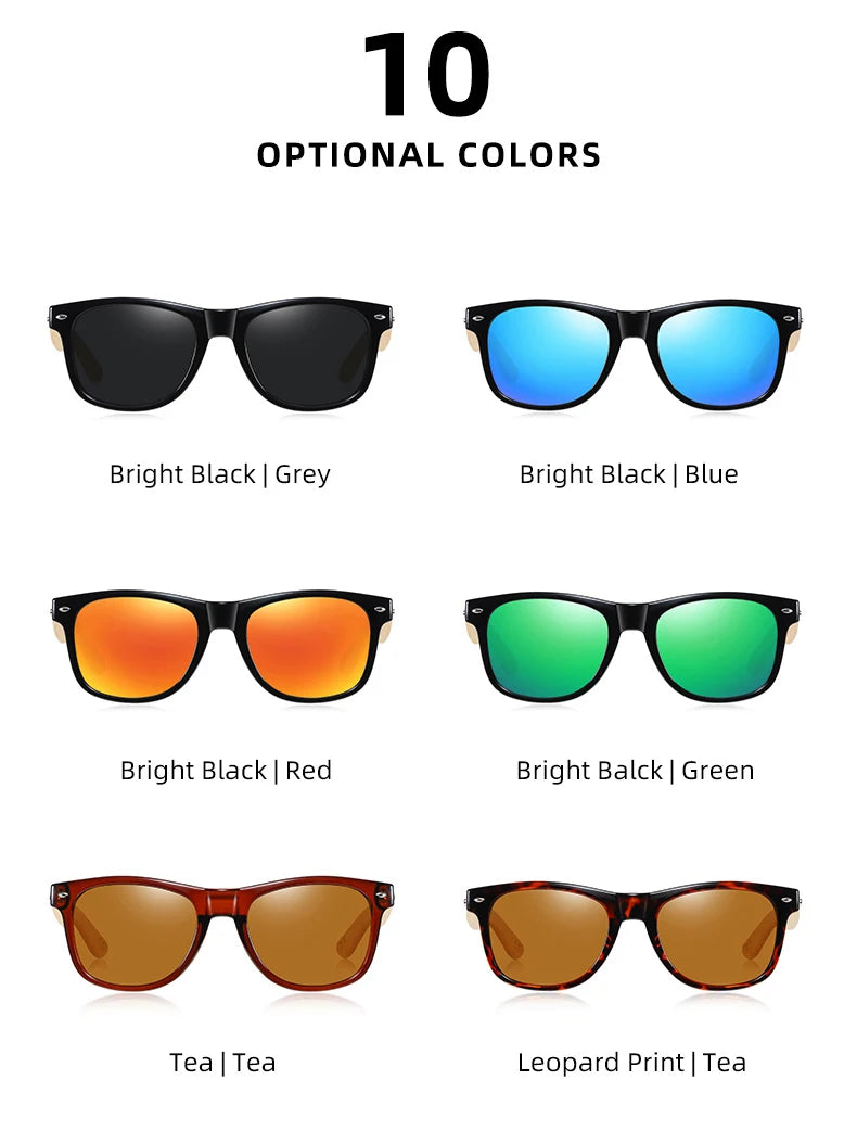 BARCUR Polarized Man Sunglasses Bamboo Sun Glasses for Women Wood UV400 Eyewear Oculos Blue Light Blocking Glasses