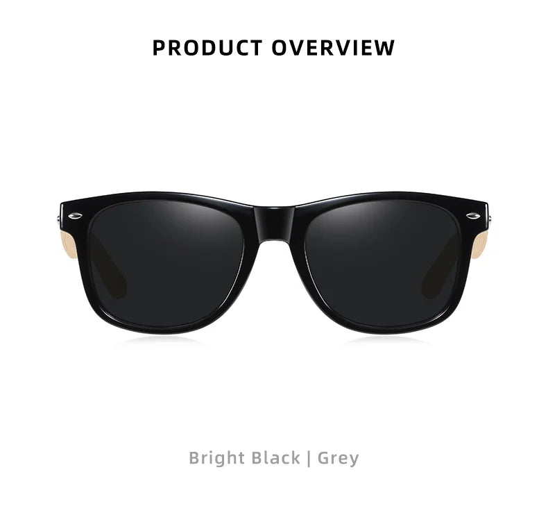BARCUR Polarized Man Sunglasses Bamboo Sun Glasses for Women Wood UV400 Eyewear Oculos Blue Light Blocking Glasses