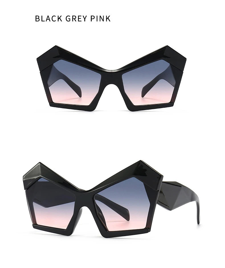 Fashion Oversized Irregular Cat Eye Sunglasses Women 2021 New Luxury Brand Designer Punk Big Frame Glasses Men Shades UV400