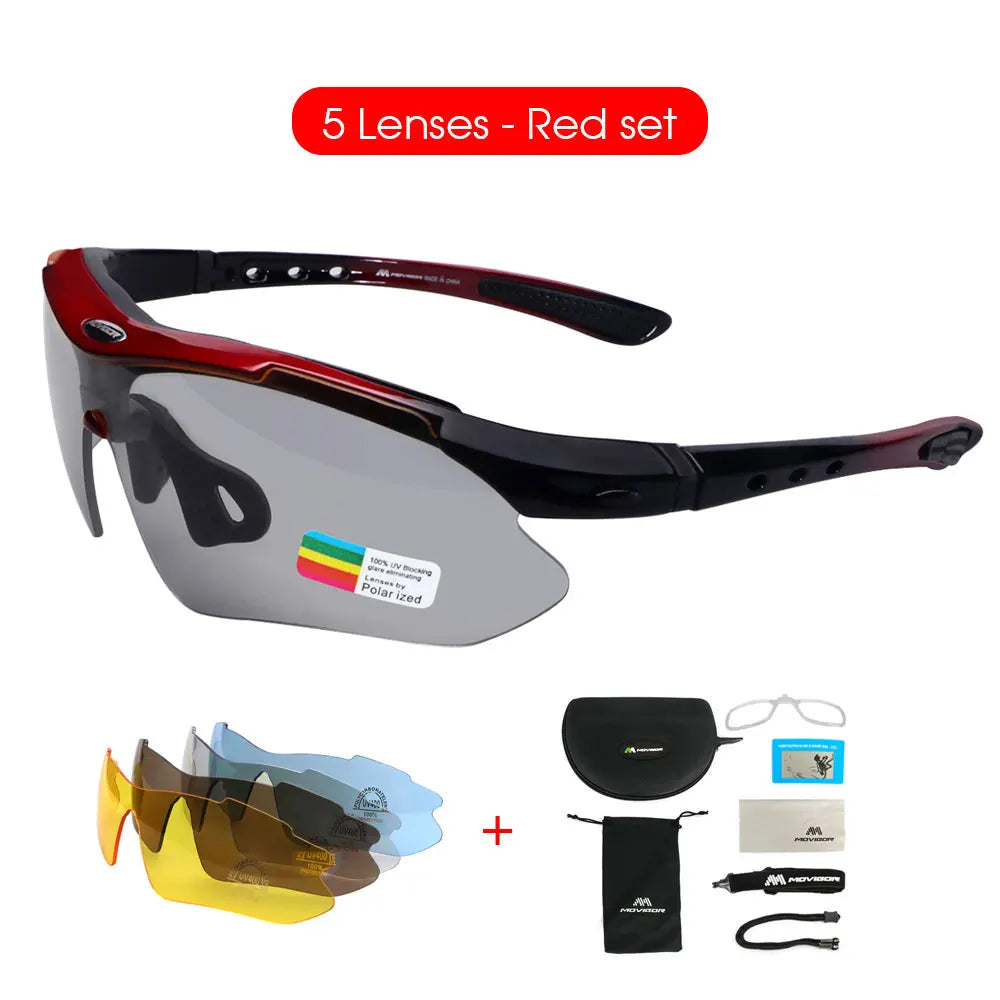 MOVIGOR Polarized Cycling Glasses Sports Men's Sunglasses Road Mountain Bicycle Riding Protection Goggles Eyewear Women 5 Lens