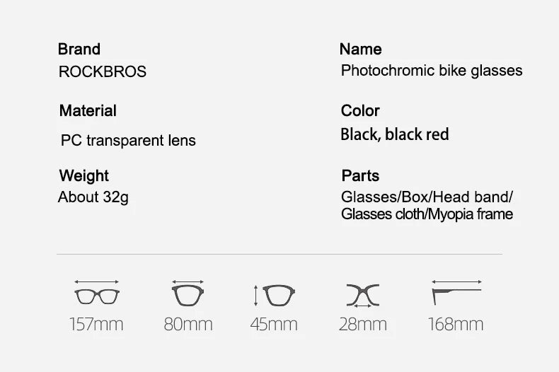 ROCKBROS Bicycle Glasses Photochromic Lens Outdoor Eyewear Goggles UV400 Sports Riding Cycling Sunglasses MTB Road Bike Glasses