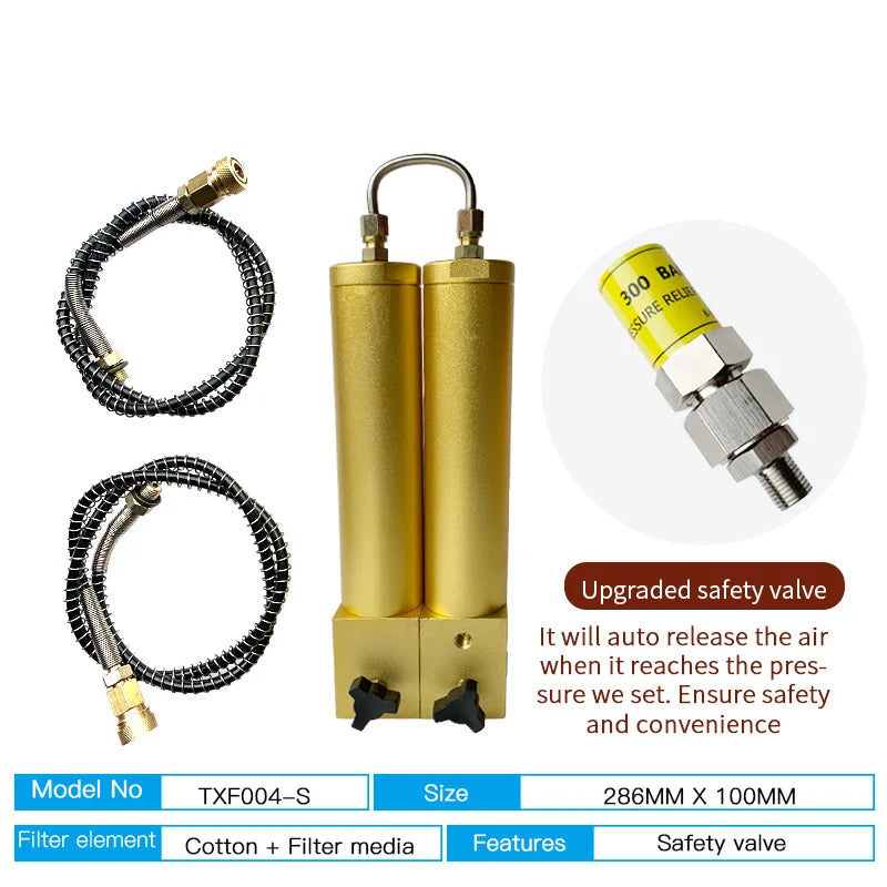 TUXING 300Bar Compressor Oil Water Separator High Pressure Compressor Two Stage Filtration Air Filter for Purifying Air Diving