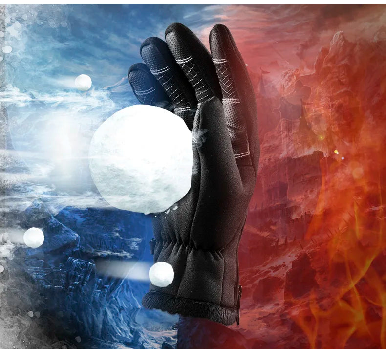 ROCKBROS Winter Gloves Bicycle Motorcycle SBR Men Women Full Finger Windproof Gloves Warm Fleece Skiing Glove Cycling Equipment