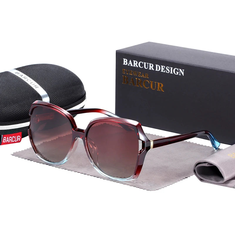 BARCUR Oversize TR90 Sunglasses Women Polarized UV400  Sunglasses Ladies Shades with Gradient Lens lunette de soleil femme