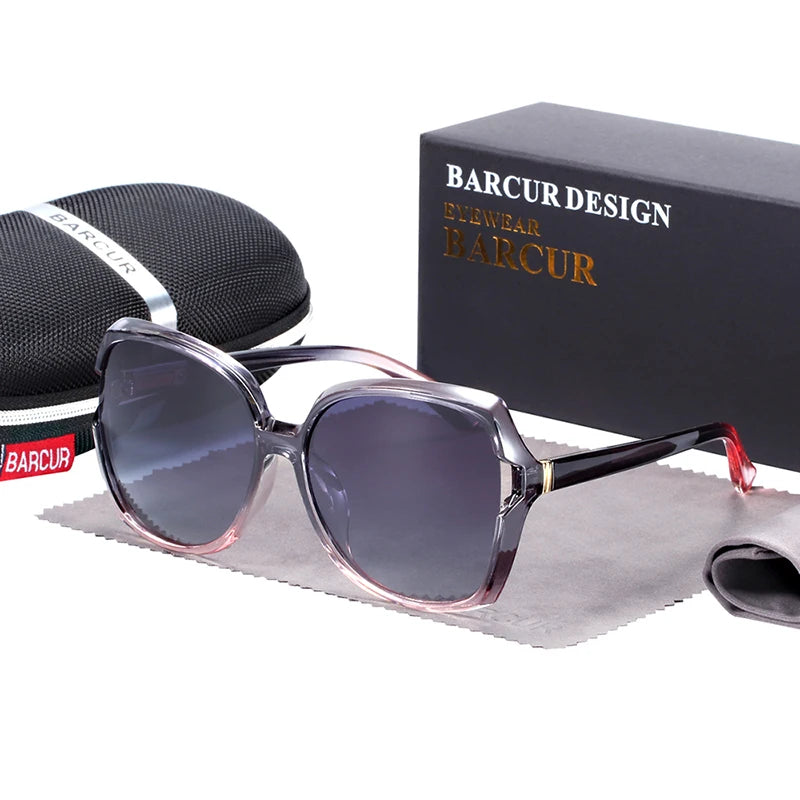 BARCUR Oversize TR90 Sunglasses Women Polarized UV400  Sunglasses Ladies Shades with Gradient Lens lunette de soleil femme