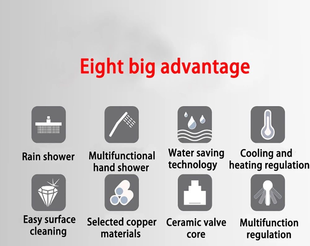 Black Concealed Shower System
Rain Waterfall Bathroom Embedded Shower Faucet Set with Tub Spout