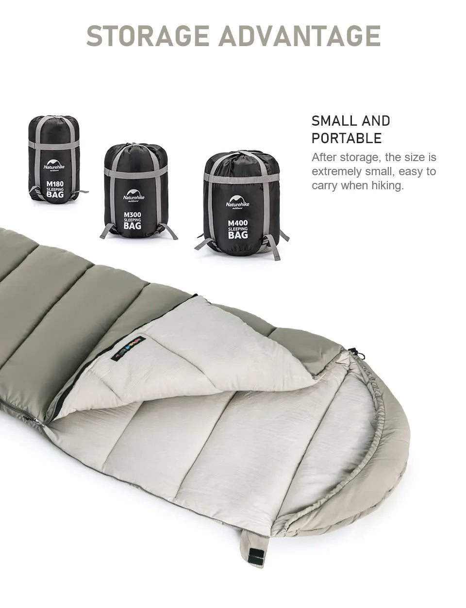 Naturehike M180 Sleeping Bag Lightweight Sleeping Bag 
M300 Double Outdoor Camping Winter Warm Sleeping Bag M400 Machine Washable