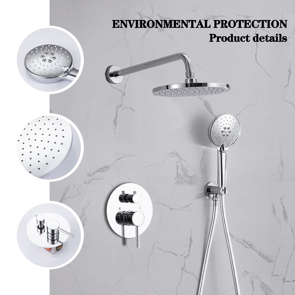Black Concealed Shower System
Rain Waterfall Bathroom Embedded Shower Faucet Set with Tub Spout