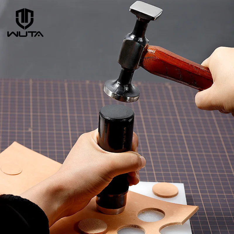 WUTA Leather Mallet Hammer 
Cobbler , Carbon Steel Double Head Smooth Chasing 
for Professional Leather Maul Tools
