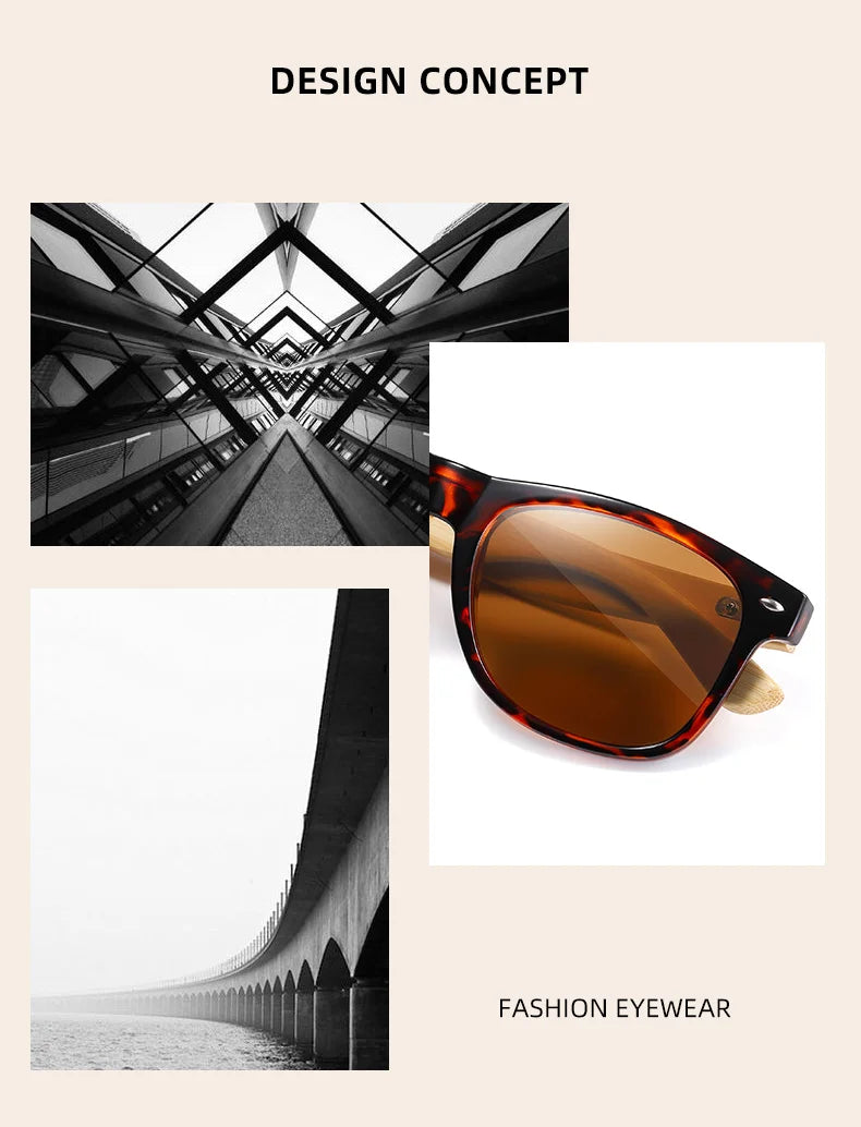 BARCUR Polarized Man Sunglasses Bamboo Sun Glasses for Women Wood UV400 Eyewear Oculos Blue Light Blocking Glasses