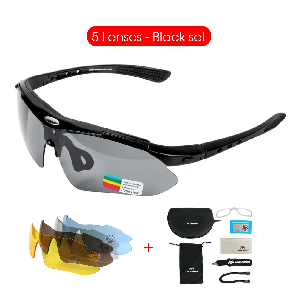 MOVIGOR Polarized Cycling Glasses Sports Men's Sunglasses Road Mountain Bicycle Riding Protection Goggles Eyewear Women 5 Lens