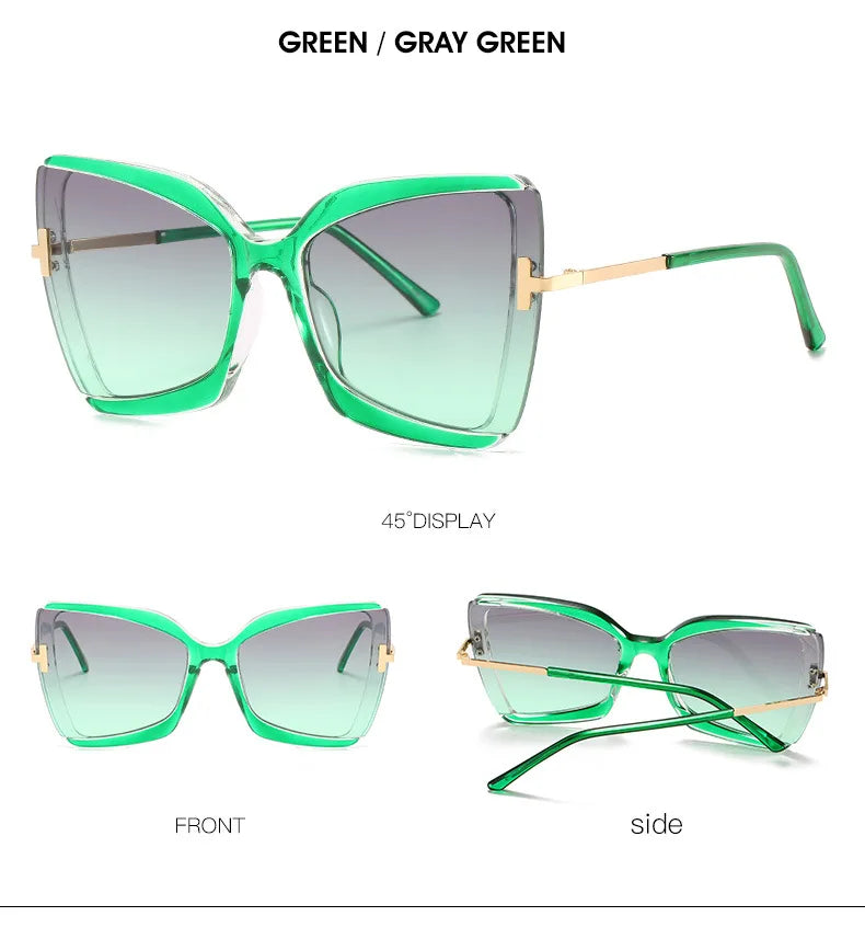 Cat Eye Sunglasses Women Fashion Luxulry Brand Design Retro Glasses Frame For Men Oversized Gradient Eyeglasses Spectacle UV400