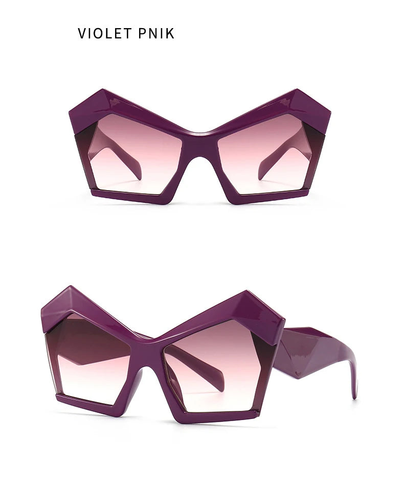 Fashion Oversized Irregular Cat Eye Sunglasses Women 2021 New Luxury Brand Designer Punk Big Frame Glasses Men Shades UV400