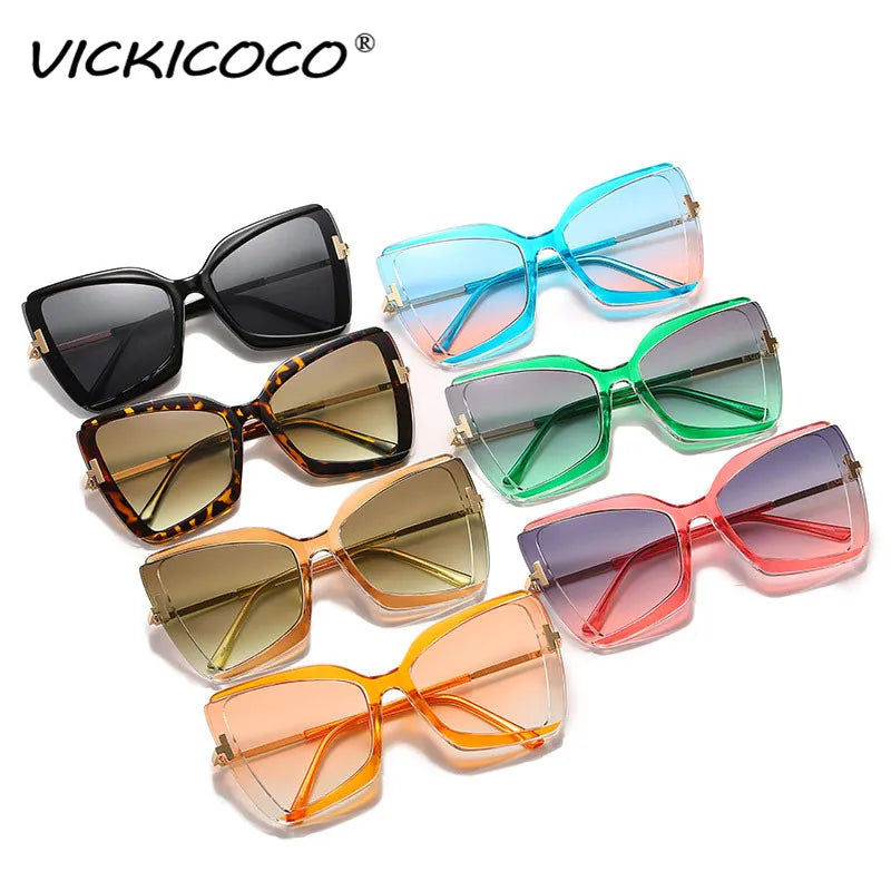 Cat Eye Sunglasses Women Fashion Luxulry Brand Design Retro Glasses Frame For Men Oversized Gradient Eyeglasses Spectacle UV400