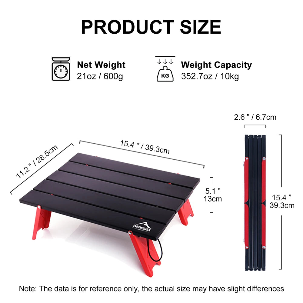 Widesea Camping Mini Portable Foldable Table
Outdoor Picnic Barbecue 
Tableware Ultra Light , bed desk