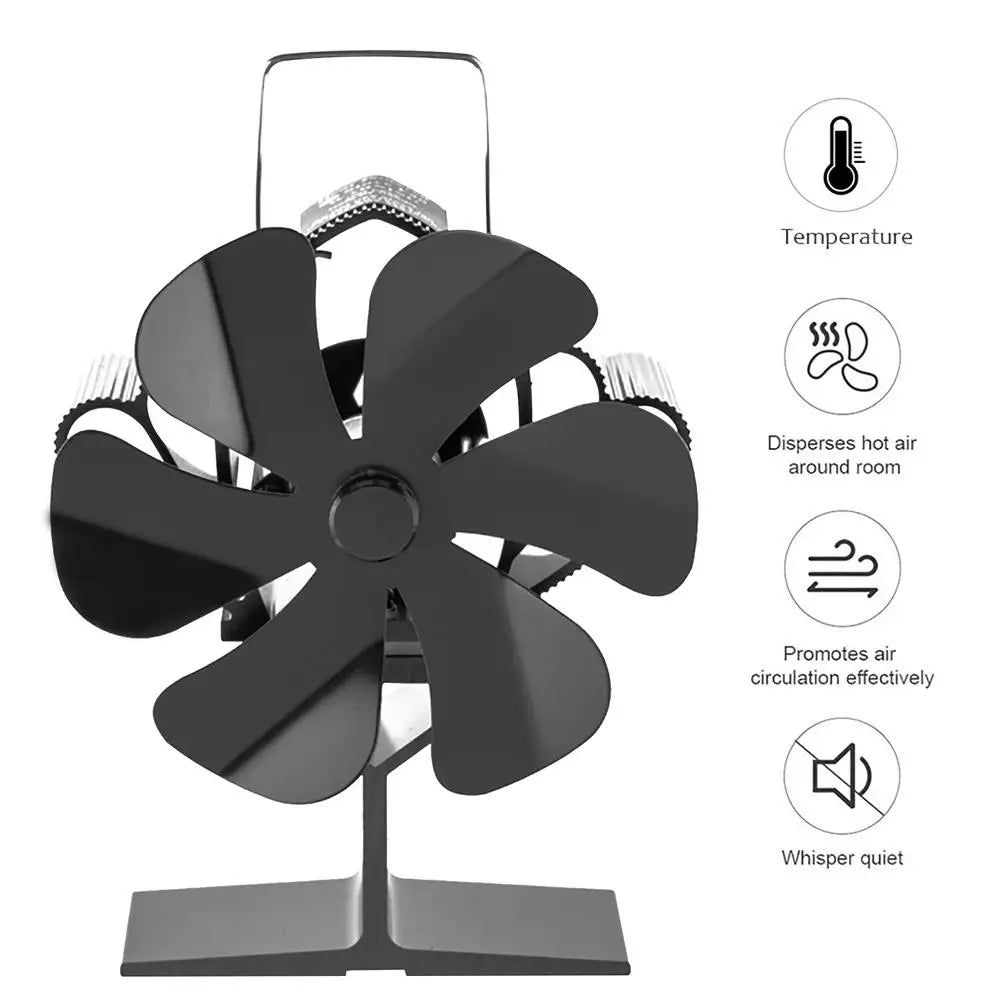 6 Blade Stove Fan Silent Efficient Heat Distribution , 
for Fireplace Wood  Burner Ecofan Heat Powered