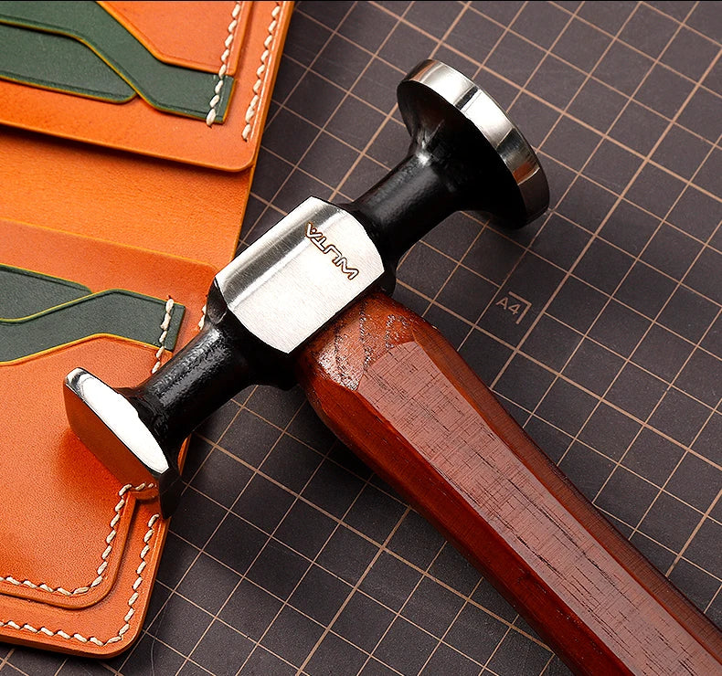 WUTA Leather Mallet Hammer 
Cobbler , Carbon Steel Double Head Smooth Chasing 
for Professional Leather Maul Tools
