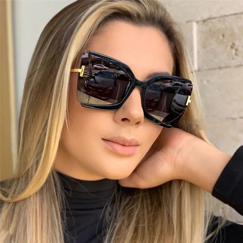 Cat Eye Sunglasses Women Fashion Luxulry Brand Design Retro Glasses Frame For Men Oversized Gradient Eyeglasses Spectacle UV400