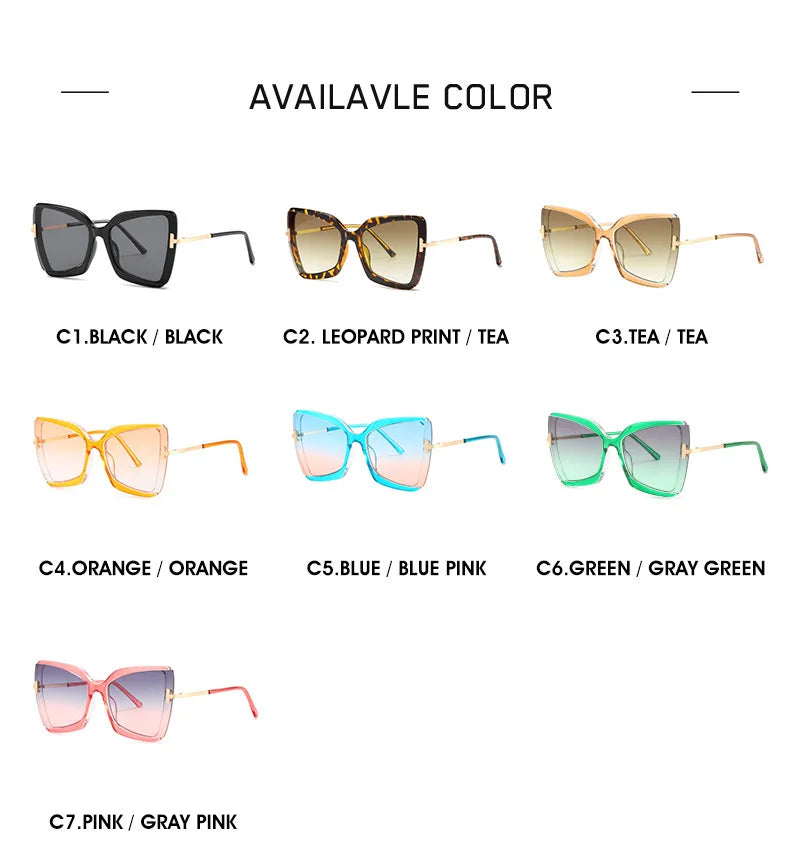 Cat Eye Sunglasses Women Fashion Luxulry Brand Design Retro Glasses Frame For Men Oversized Gradient Eyeglasses Spectacle UV400