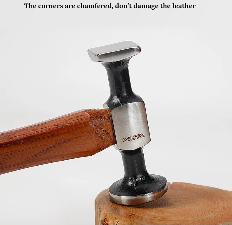 WUTA Leather Mallet Hammer 
Cobbler , Carbon Steel Double Head Smooth Chasing 
for Professional Leather Maul Tools