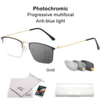 CLLOIO Titanium Alloy Photochromic Reading Glasses Men Progressive Multifocal Glasses Women Anti Blue Light Hyperopia Glasses
