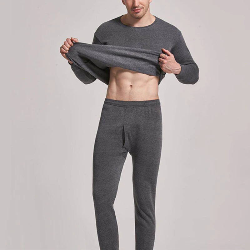 Men'S Winter Plus Velvet Thermal Underwear Suit 
Sports Windproof Thickened Thermal Ski  Suit Jacket + Pants
