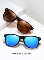 BARCUR Polarized Man Sunglasses Bamboo Sun Glasses for Women Wood UV400 Eyewear Oculos Blue Light Blocking Glasses