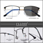 CLLOIO Titanium Alloy Photochromic Reading Glasses Men Progressive Multifocal Glasses Women Anti Blue Light Hyperopia Glasses