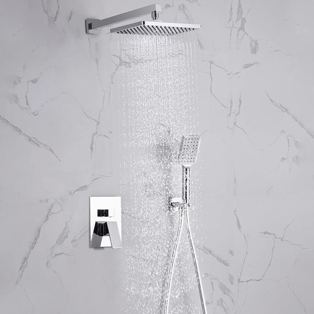 Black Concealed Shower System
Rain Waterfall Bathroom Embedded Shower Faucet Set with Tub Spout