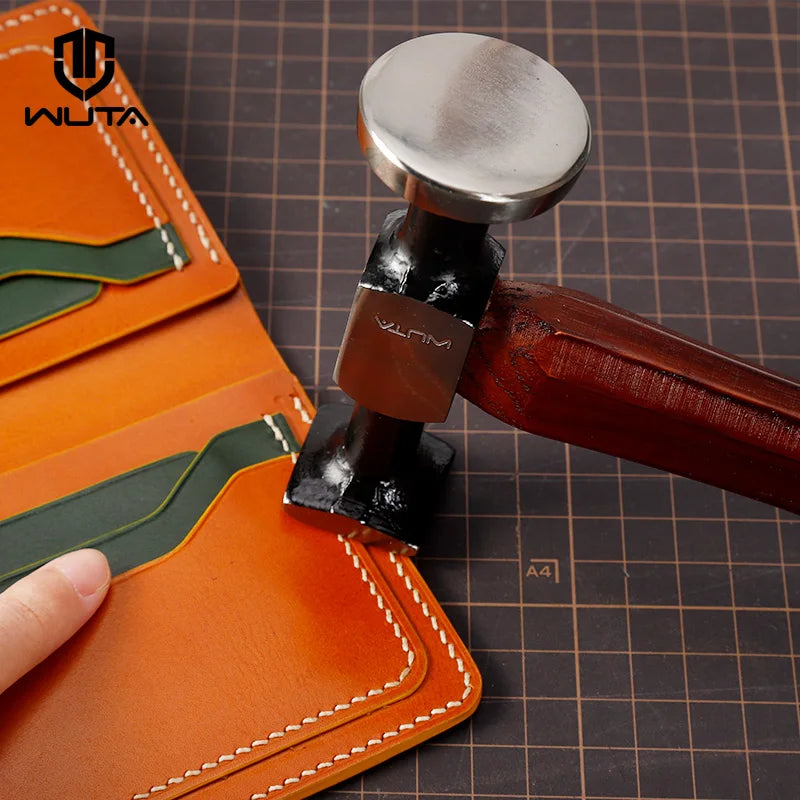 WUTA Leather Mallet Hammer 
Cobbler , Carbon Steel Double Head Smooth Chasing 
for Professional Leather Maul Tools