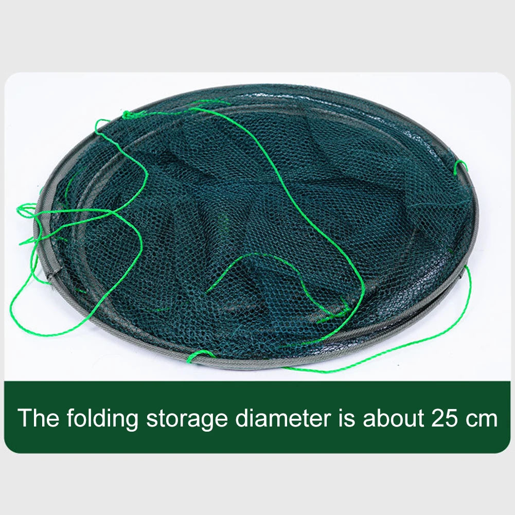 Portable Foldable Fish Net 
Folded  Mesh.   Baits Trap Cast,  Crab , Shrimp , Cage
