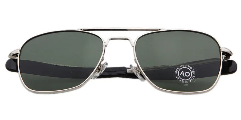 Retro Green AO Pilot Sunglasses 
Luxury Brand Designer Male,   American Army Military Optical Glass Lens Shades Eyewear