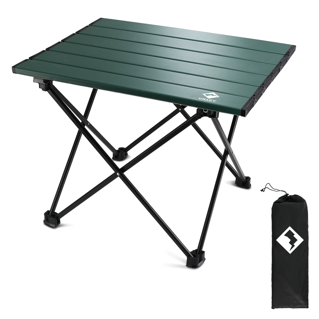 VILLEY Portable Camping Side Table,
Ultralight Aluminum Folding with Carry Bag
 for Outdoor Cooking, Picnic, Camp