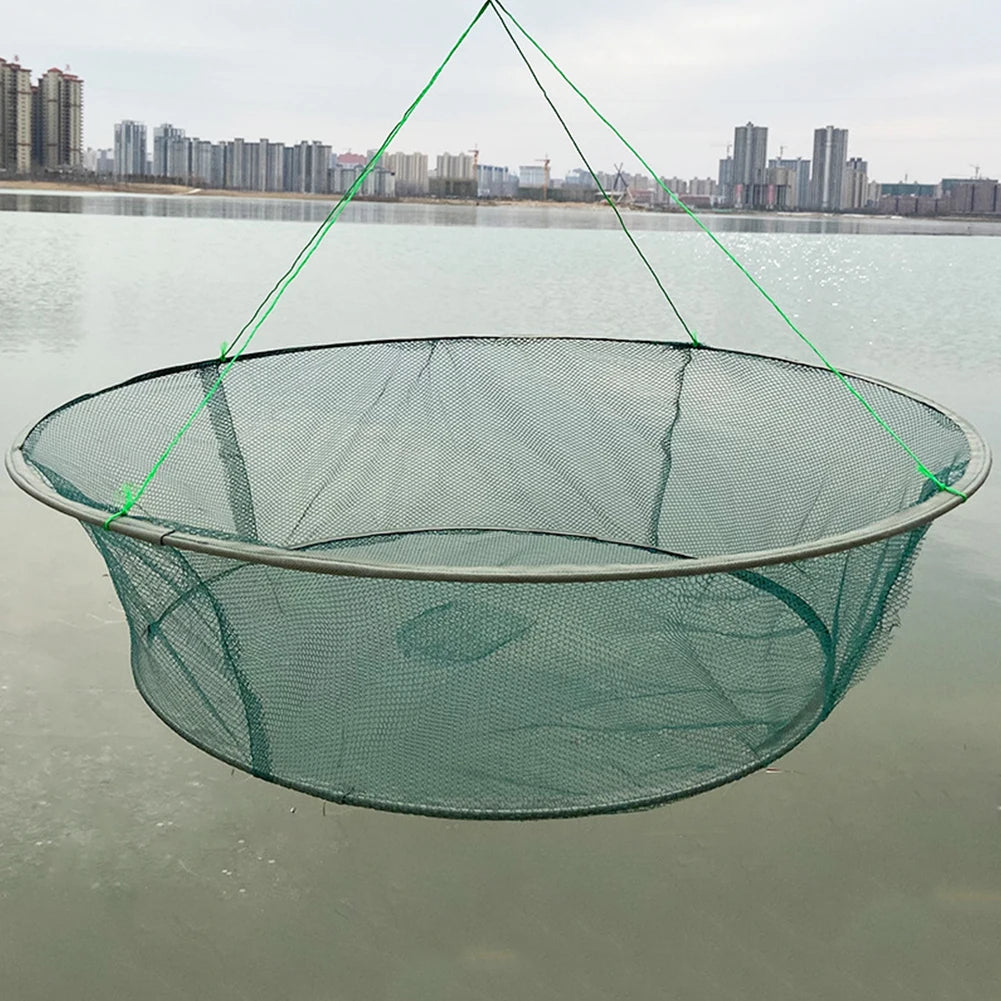 Portable Foldable Fish Net 
Folded  Mesh.   Baits Trap Cast,  Crab , Shrimp , Cage