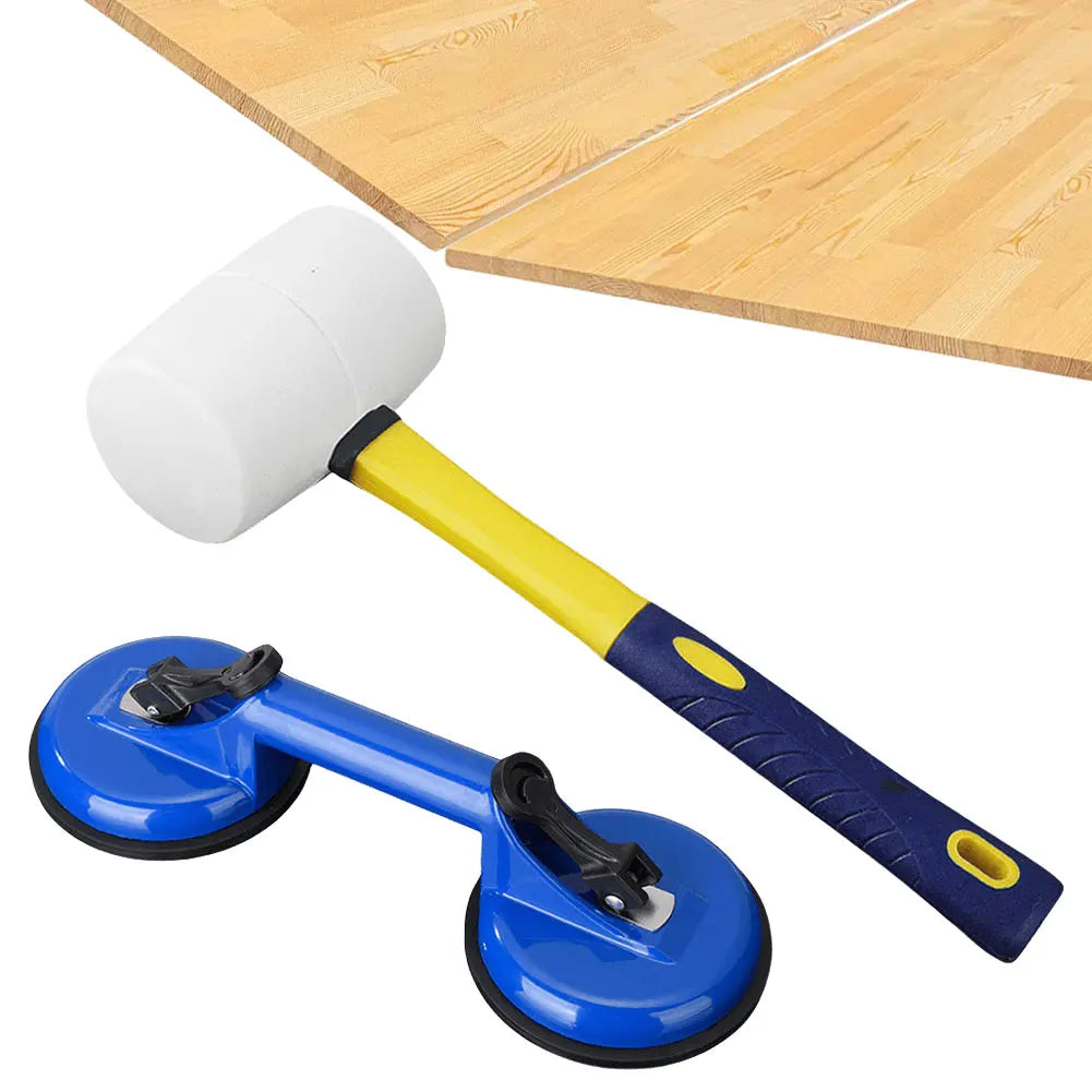 Floor  Fixer Tool---- Rubber Mallet Hammer 
Glass Suction Cups for Laminate Floor  Repair 
Can't Use on Scraped Surface Floor