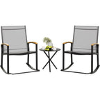 3 Piece Outdoor Rocking Bistro Set . 
Textilene Fabric , Small  table 
Patio Furniture Set , for Front Porch