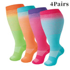 4 Pairs --Plus Size,    Compression Socks For Men And Women - 
Support Knee-High Socks, Ideal for Running, Cycling, Travel, and Soccer